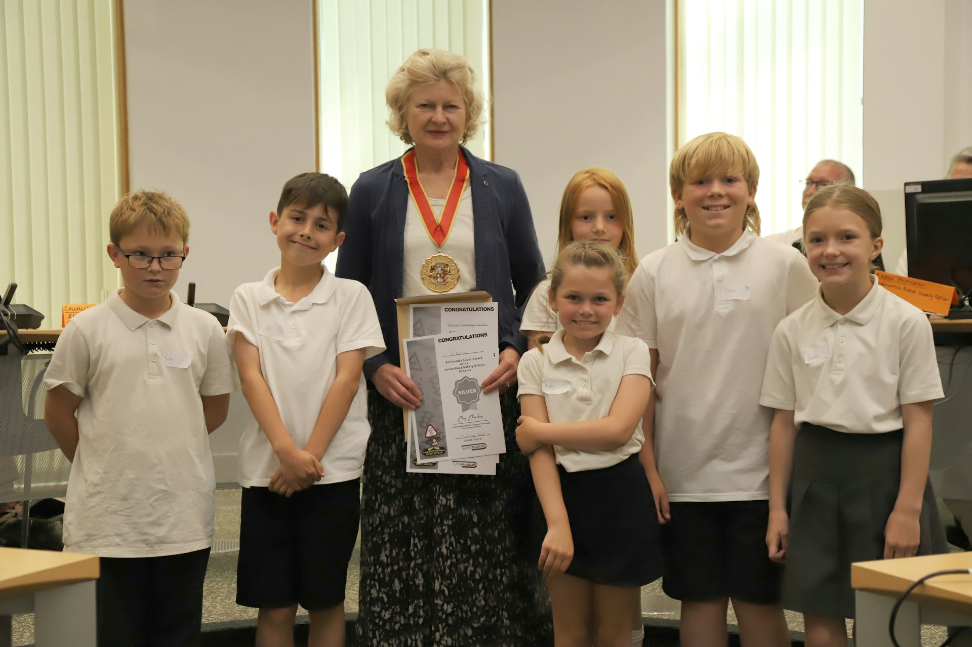 Councillor Jessica Fleming with some of the children who attended the JRSO awards